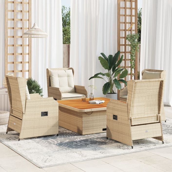 Salon de jardin avec coussins 5 pcs beige résine tressée - Photo n°1