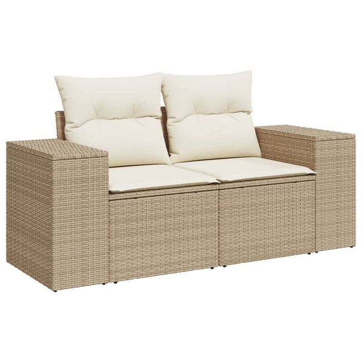 Salon de jardin avec coussins 6 pcs beige résine tressée - Photo n°6