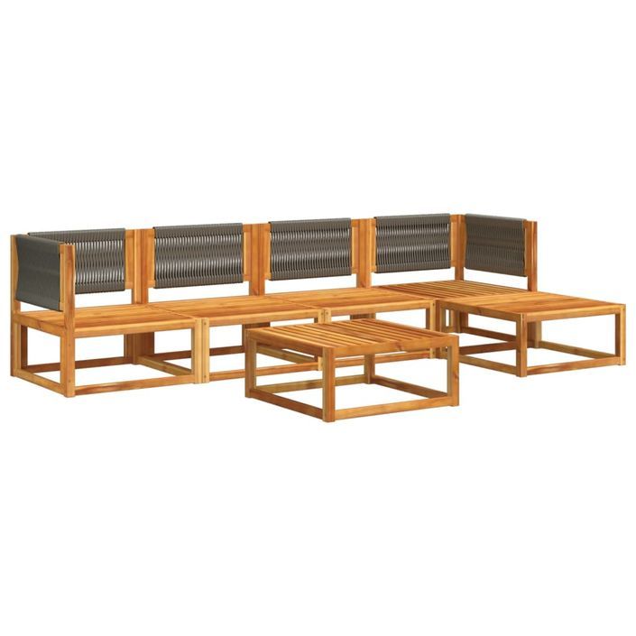 Salon de jardin avec coussins 6 pcs bois d'acacia solide - Photo n°3