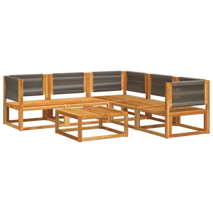 Salon de jardin avec coussins 6 pcs bois d'acacia solide - Photo n°3