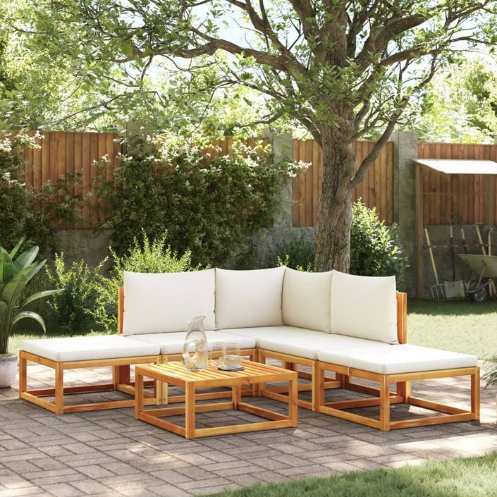 Salon de jardin avec coussins 6 pcs bois d'acacia solide - Photo n°1