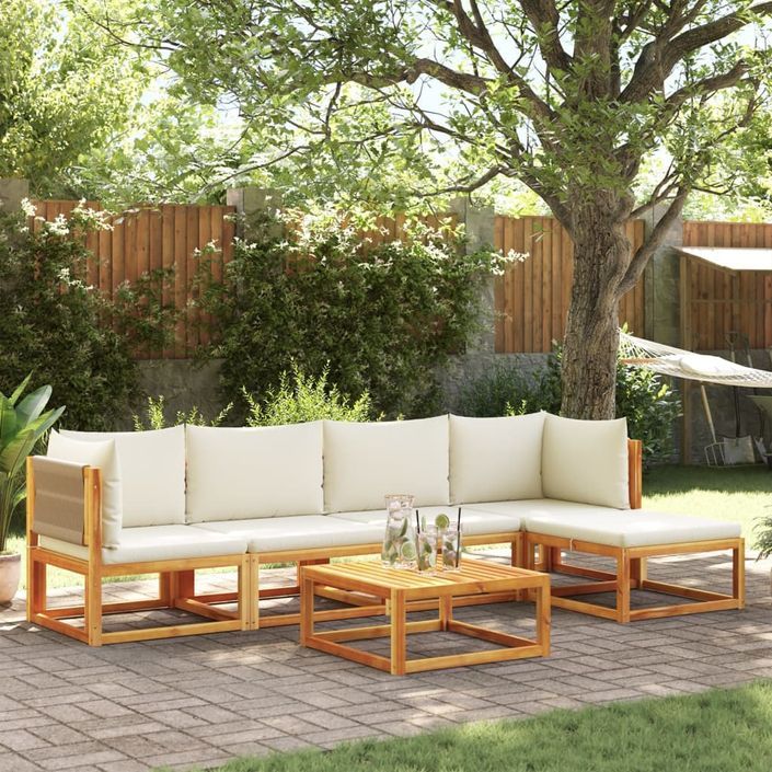 Salon de jardin avec coussins 6 pcs bois d'acacia solide - Photo n°1