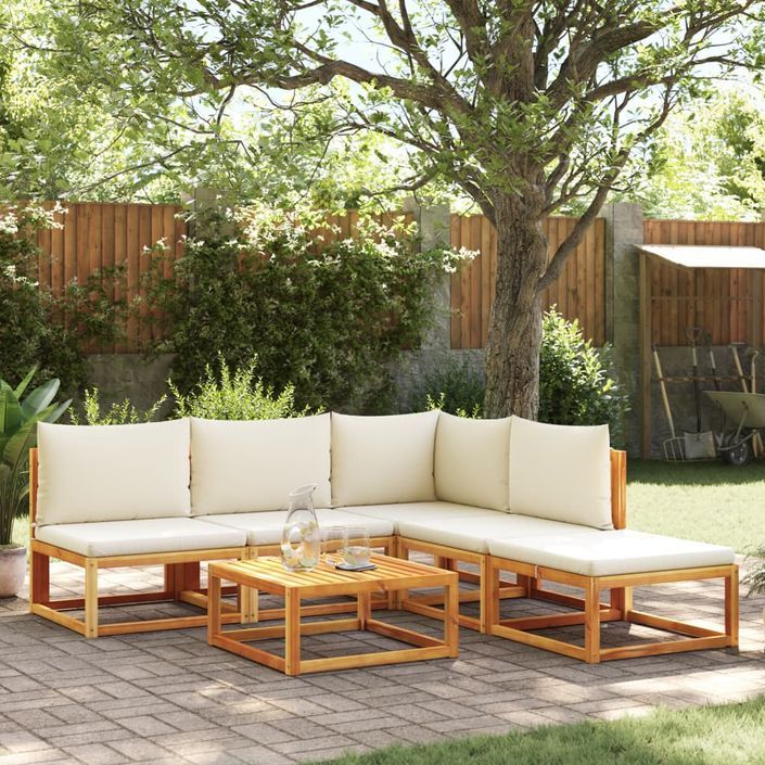 Salon de jardin avec coussins 6 pcs bois d'acacia solide - Photo n°1