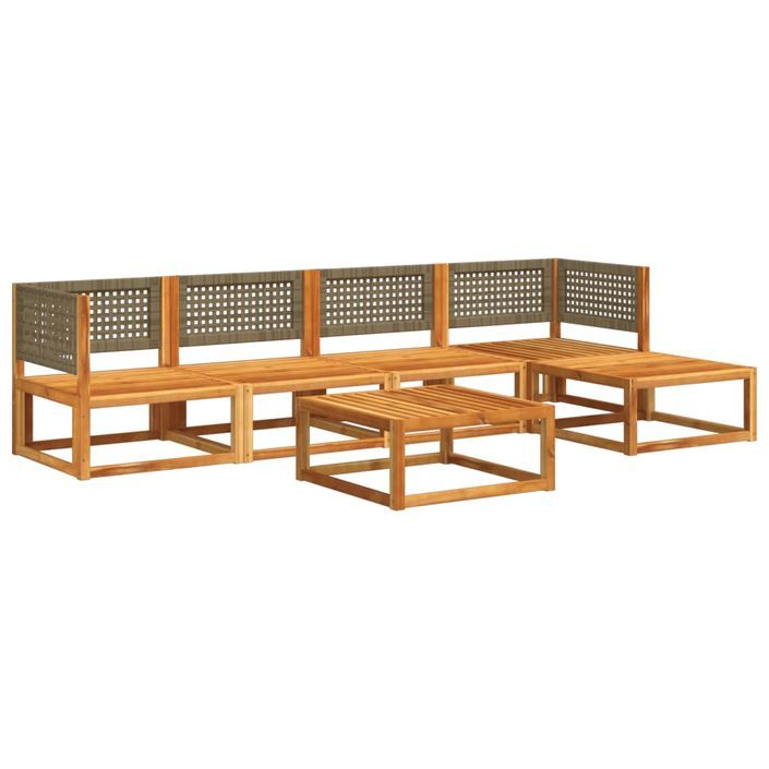 Salon de jardin avec coussins 6 pcs bois d'acacia solide - Photo n°3