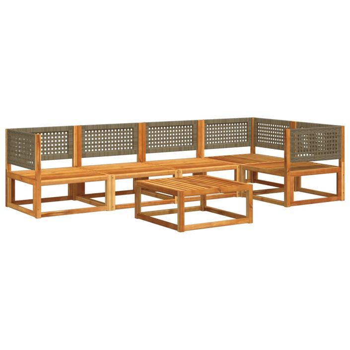 Salon de jardin avec coussins 6 pcs bois d'acacia solide - Photo n°3