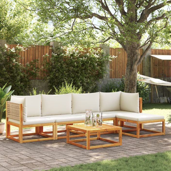 Salon de jardin avec coussins 6 pcs bois d'acacia solide - Photo n°1