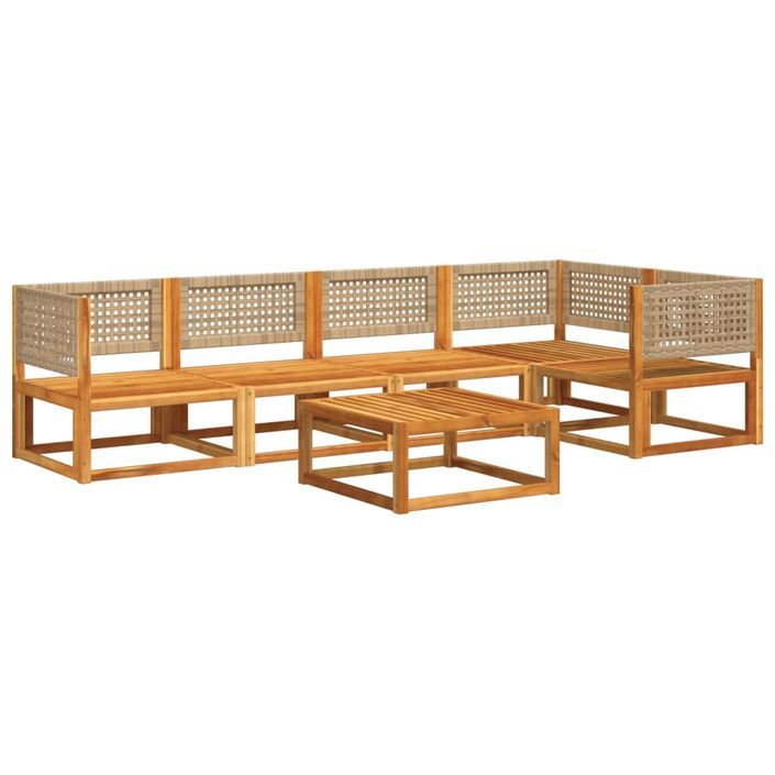 Salon de jardin avec coussins 6 pcs bois d'acacia solide - Photo n°3