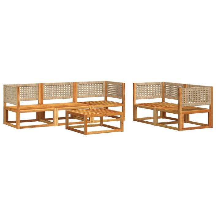 Salon de jardin avec coussins 6 pcs bois d'acacia solide - Photo n°3