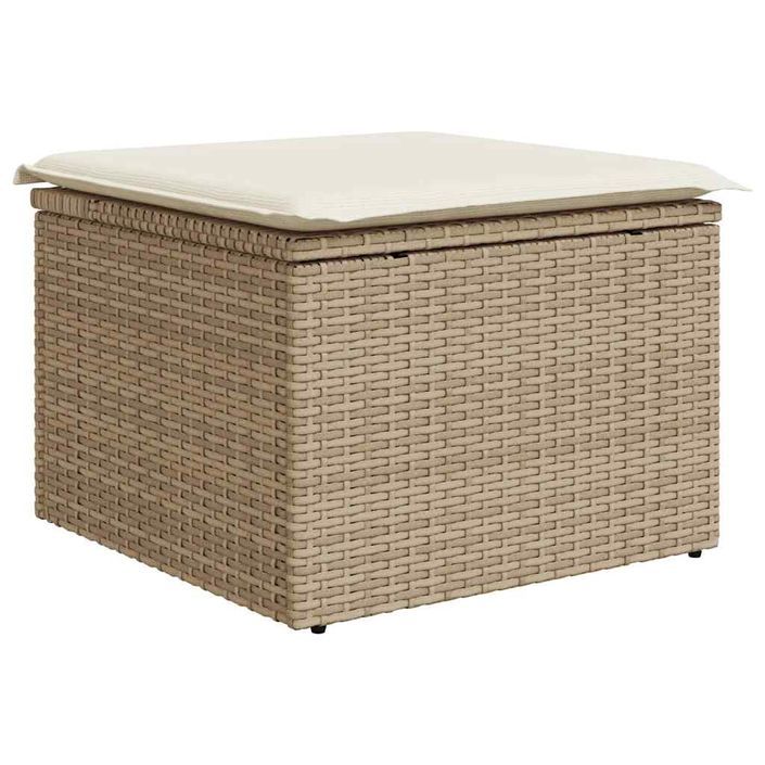 Salon de jardin avec coussins 7 pcs beige résine tressée - Photo n°5