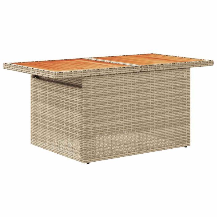 Salon de jardin avec coussins 7 pcs beige résine tressée acacia - Photo n°3