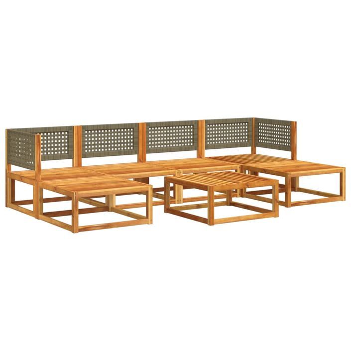 Salon de jardin avec coussins 7 pcs bois massif d'acacia - Photo n°3