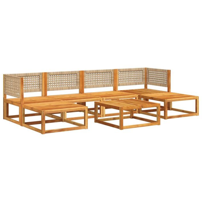 Salon de jardin avec coussins 7 pcs bois massif d'acacia - Photo n°3