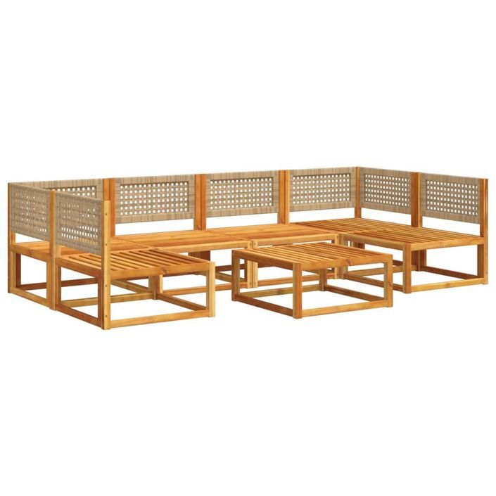 Salon de jardin avec coussins 7 pcs bois massif d'acacia - Photo n°3