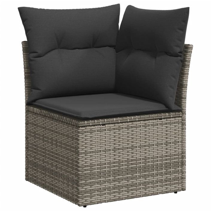 Salon de jardin avec coussins 7 pcs gris clair résine tressée - Photo n°4