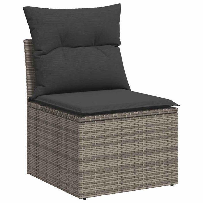 Salon de jardin avec coussins 7 pcs gris résine tressée acacia - Photo n°5