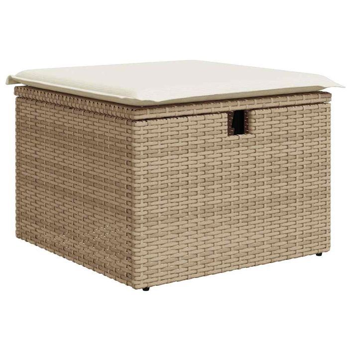 Salon de jardin avec coussins 8 pcs beige résine tressée acacia - Photo n°6