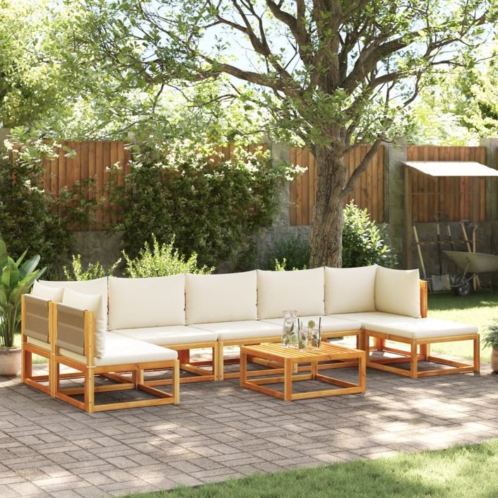 Salon de jardin avec coussins 8 pcs bois massif d'acacia - Photo n°1