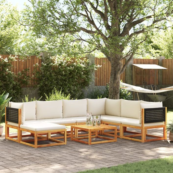 Salon de jardin avec coussins 8 pcs bois massif d'acacia - Photo n°1