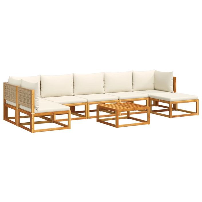 Salon de jardin avec coussins 8 pcs bois massif d'acacia - Photo n°2