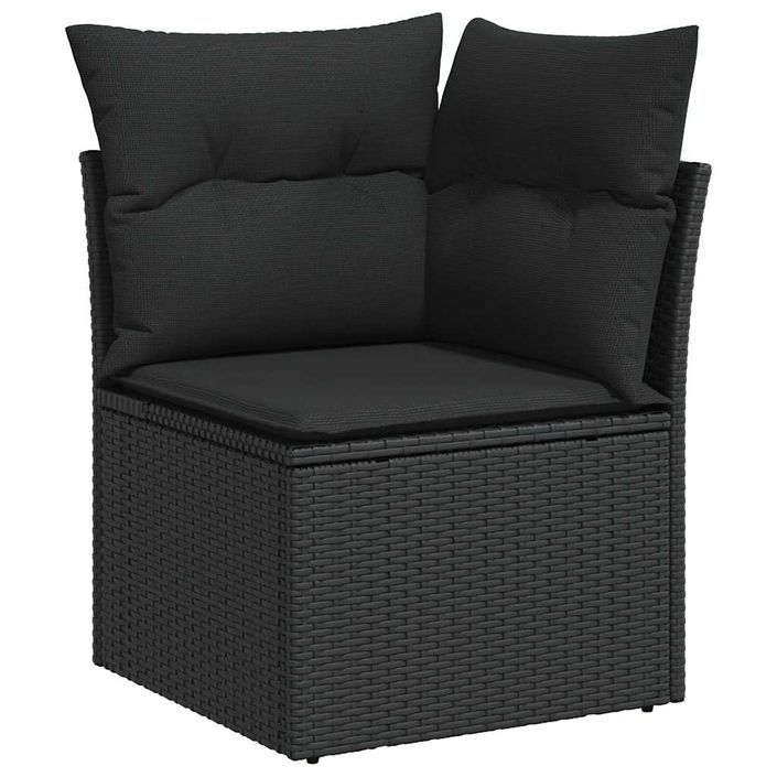 Salon de jardin avec coussins 8 pcs noir résine tressée acacia - Photo n°5