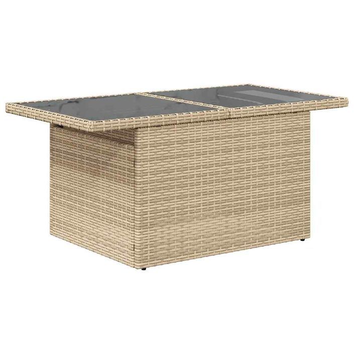 Salon de jardin avec coussins 9 pcs beige résine tressée acacia - Photo n°6