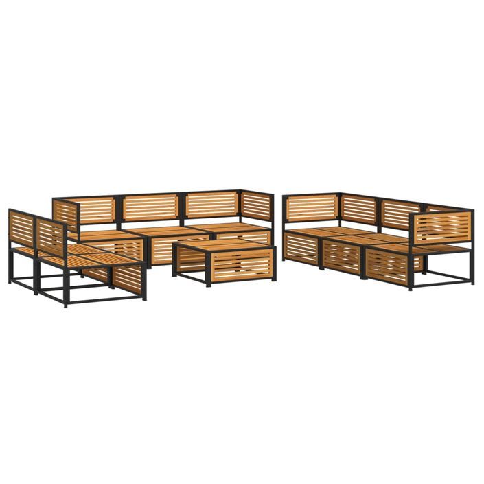 Salon de jardin avec coussins 9 pcs bois massif d'acacia - Photo n°3