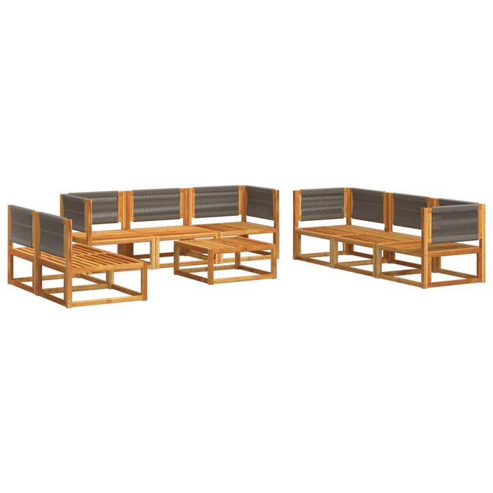 Salon de jardin avec coussins 9 pcs bois massif d'acacia - Photo n°3