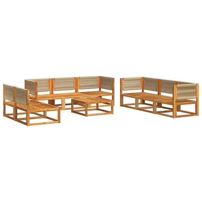 Salon de jardin avec coussins 9 pcs bois massif d'acacia - Photo n°3