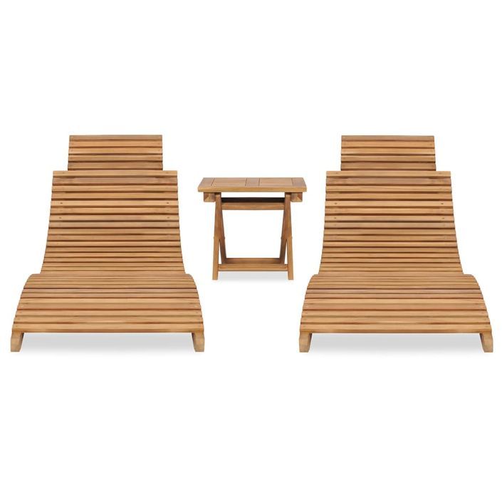 Salon de jardin pliable 3 pcs Bois de teck solide - Photo n°2