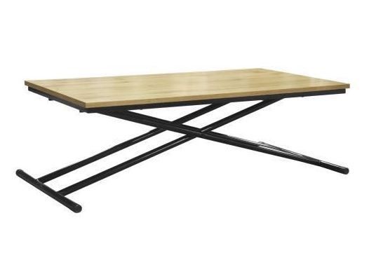 Table Up and Down - Pieds métal noir et décor chene naturel - L 110 x P 60 x H 39-75 cm - Photo n°1