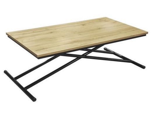 Table Up and Down - Pieds métal noir et décor chene naturel - L 110 x P 60 x H 39-75 cm - Photo n°4