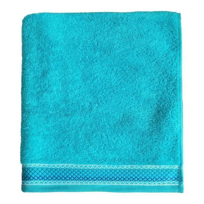 SANTENS Serviette de bain 100 % Coton Orka - 68 x 140 cm - Bleu clair - Photo n°1