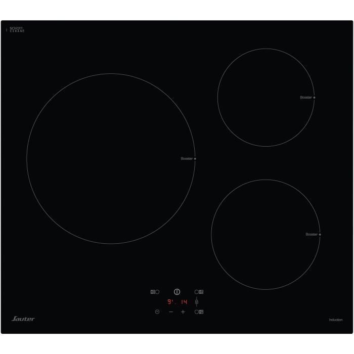 SAUTER SI934B - Table de cuisson induction - 3 foyers - 8300W - L60 cm - Noir - Photo n°1