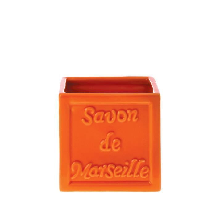 SAVON DE MARSEILLE Gobelet salle de bain - 9x9x9cm - Orange - Photo n°1