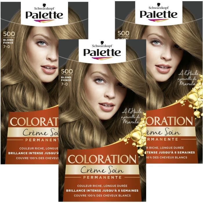 SCHWARZKOPF Palette - Coloration permanente Cheveux - Creme Soin - Tenue 8 semaines - Blond foncé 500 - Lot de 3 - Photo n°1