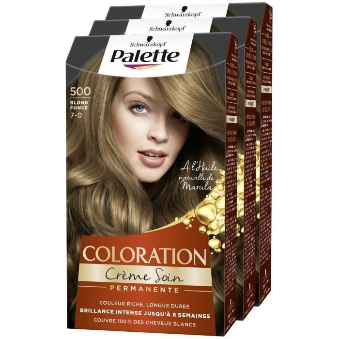 SCHWARZKOPF Palette - Coloration permanente Cheveux - Creme Soin - Tenue 8 semaines - Blond foncé 500 - Lot de 3 - Photo n°3