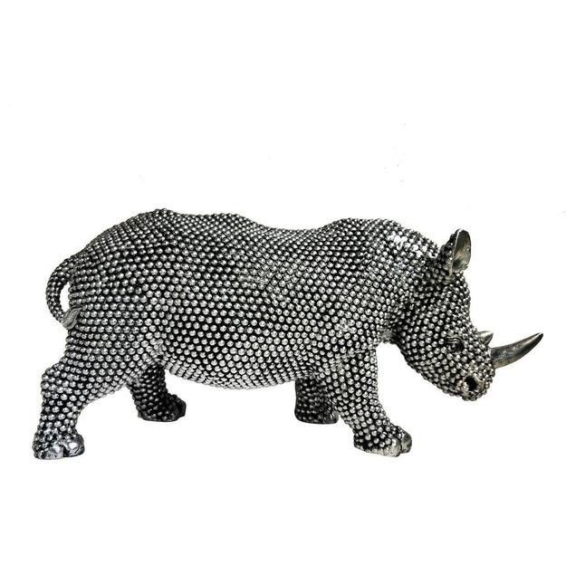 Sculpture rhinocéros polyrésine argentée Zoorin - Photo n°4