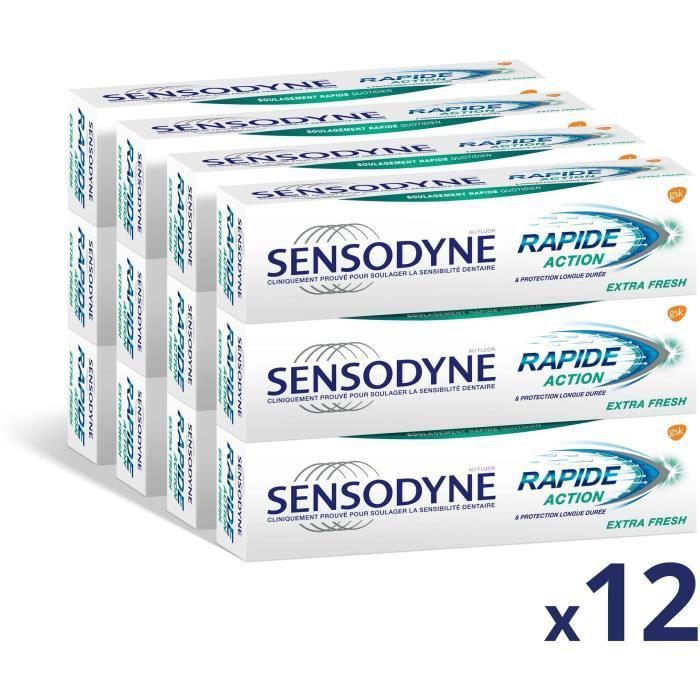 SENSODYNE Dentifrice Rapide Action Extra Fresh - 12 tubes de 75 ml - Photo n°1