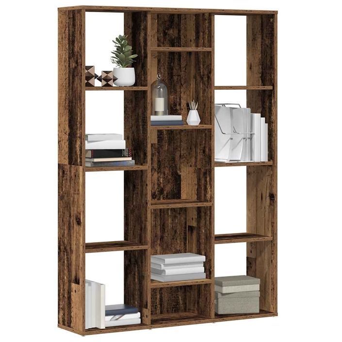 Séparateur de pièce/bibliothèque vieux bois 100x24x140 cm - Photo n°1