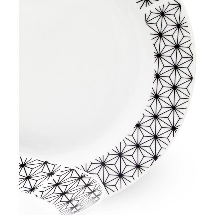 Service de Table 18 pieces en porcelaine formes géométriques noir et blanc - Photo n°2