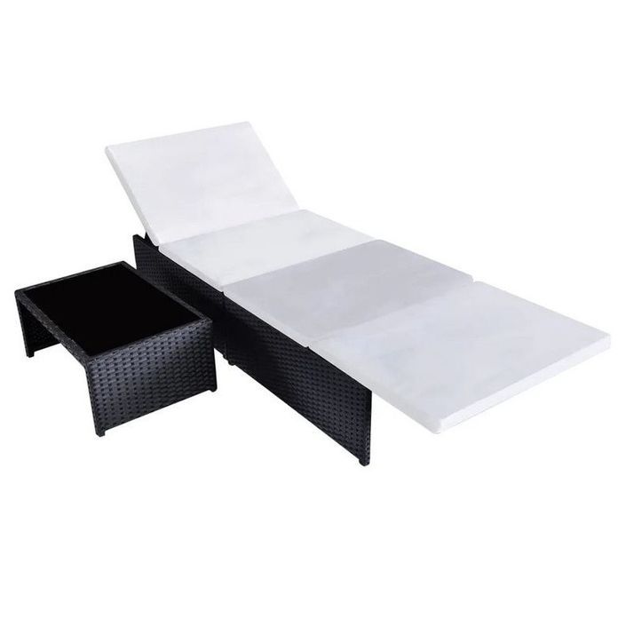 Set de 2 chaises et 1 table tissu blanc et résine noire Toani - Photo n°3