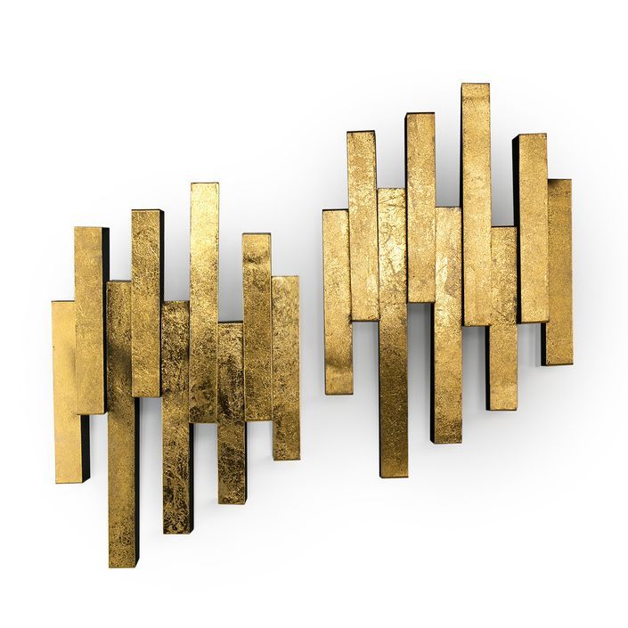 Set de 2 décors muraux métal doré et noir Complix L 46 x H 76 x P 20 cm - Photo n°1