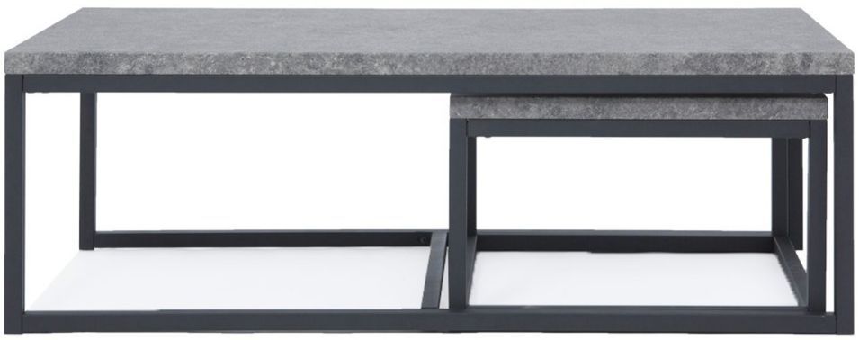 Set de 2 table basse gigognes effet béton et métal noir Alex - Photo n°2