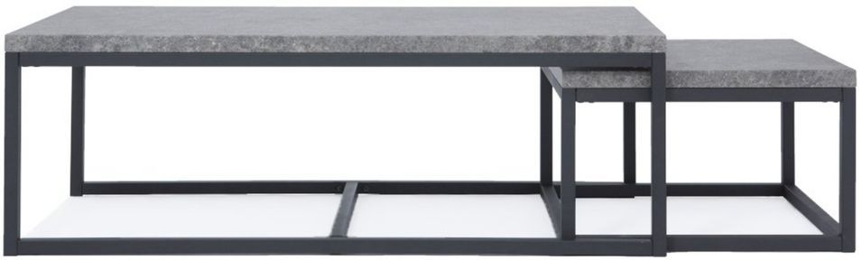 Set de 2 table basse gigognes effet béton et métal noir Alex - Photo n°3