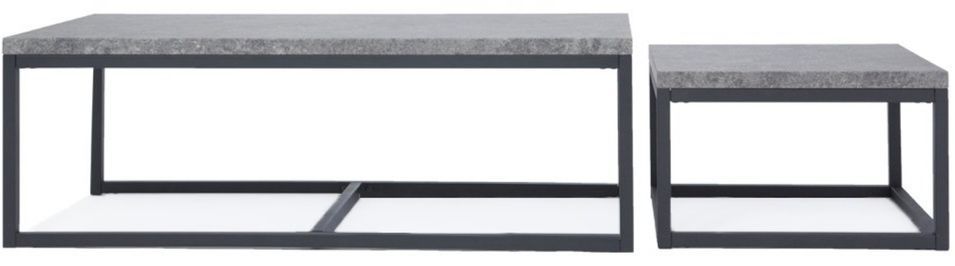 Set de 2 table basse gigognes effet béton et métal noir Alex - Photo n°4