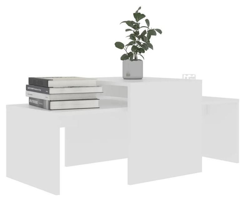 Set de 2 tables basses gigognes bois blanc Folet 100 cm - Photo n°1