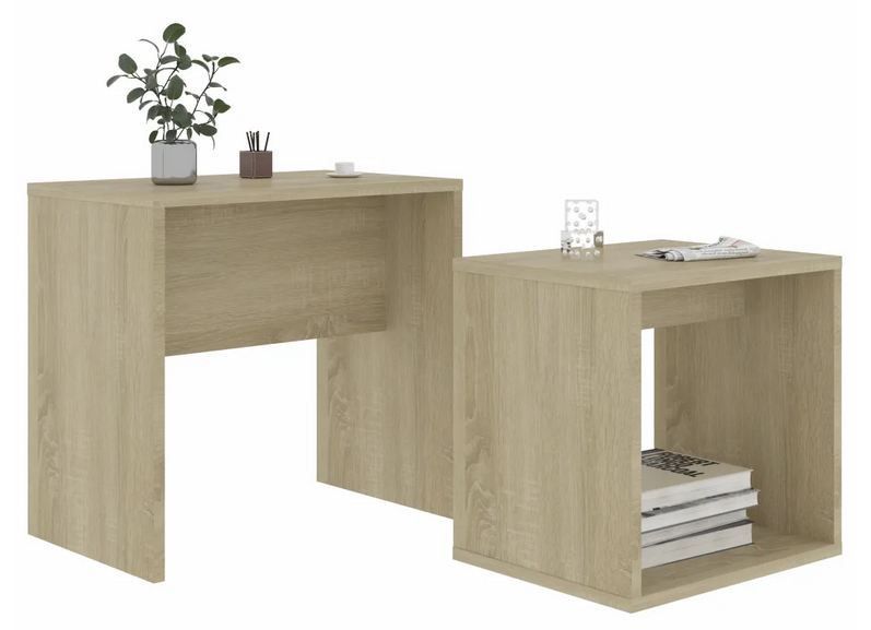 Set de 2 tables basses gigognes bois clair Filow 37 - 48 cm - Photo n°1