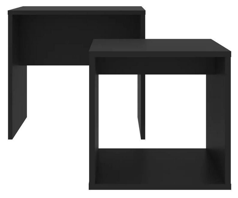 Set de 2 tables basses gigognes bois noir Filow 37 - 48 cm - Photo n°4