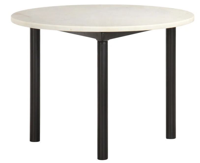 Set de 2 tables basses gigognes effet marbre blanc et noir Elys D 55 et 45 cm - Photo n°3