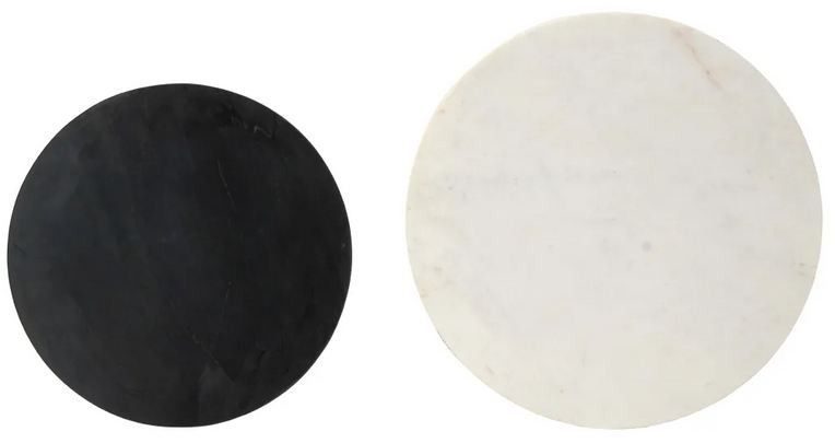 Set de 2 tables basses gigognes effet marbre blanc et noir Elys D 55 et 45 cm - Photo n°5